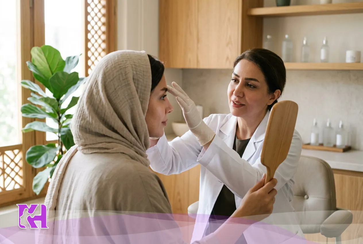 تصویر لیفت شقیقه با نخ در ساری